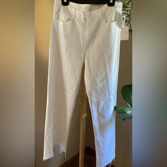 MOTHER Women's White Flare Jeans